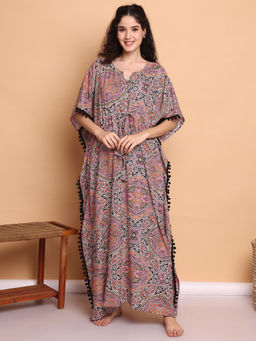 Secret Wish - Multi-Color Abstract Rayon Kaftan