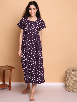 Secret Wish - Purple Heart Print Hosiery Nighty