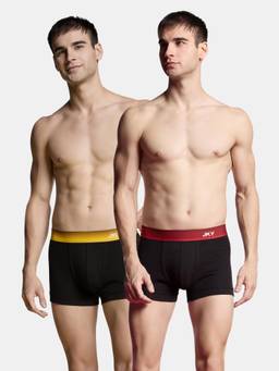 Jockey - Fp03 Men Super Combed Cotton Rib Solid Trunk-Black (Pack Of 2)
