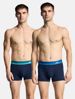 Jockey - Fp03 Men Super Combed Cotton Rib Solid Trunk-Navy (Pack Of 2)