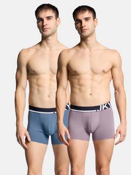 Jockey - Fp12 Men Super Combed Cotton Solid Trunk-Bering Sea and Grey Ridge (Pack Of 2)