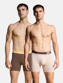 Jockey - Fp13 Men Super Combed Cotton Solid Boxer Brief-Major Brown and Moon Beam (Pack Of 2)