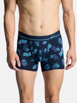 Jockey - Fp23 Men Super Combed Cotton Elastane Printed Trunk-Navy