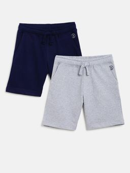 Campana - Boys Larry Solid Shorts - Navy Blue & Grey Melange (Pack of 2)