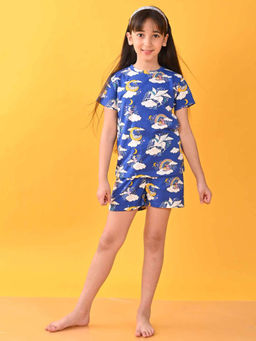 ANTHRILO - Mouse Unicorn Sleepwear T-Shirt & Shorts Blue (Set of 2)
