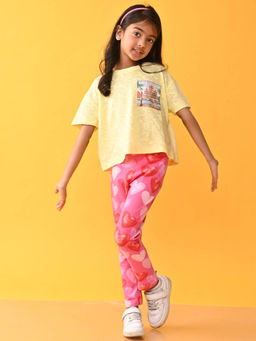 ANTHRILO - Amsterdam Yellow T-Shirt Heart Pink Leggings (Set of 2)