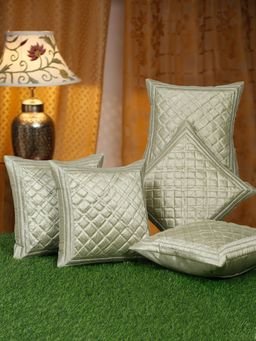 HOSTA HOMES - Self Patterened Polyester Facbric Cushion Covers Pack Of 5