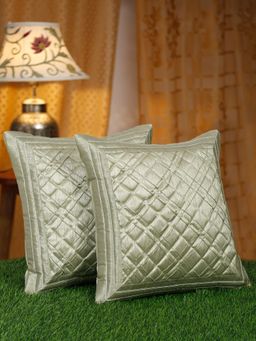 HOSTA HOMES - Self Patterened Polyester Facbric Cushion Covers Pack Of 2