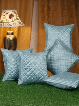 HOSTA HOMES - Self Patterened Polyester Facbric Cushion Covers Pack Of 5