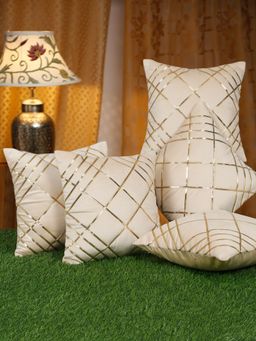 HOSTA HOMES - Soft Quilted Velvet Frilled Cushion Covers Pack Of 5