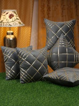 HOSTA HOMES - Soft Quilted Velvet Frilled Cushion Covers Pack Of 5