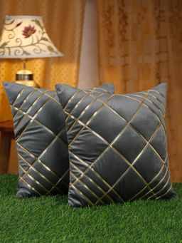HOSTA HOMES - Soft Quilted Velvet Frilled Cushion Covers Pack Of 2