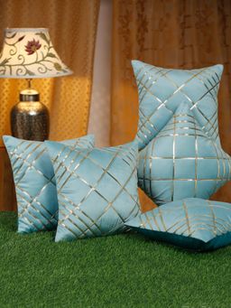 HOSTA HOMES - Soft Quilted Velvet Frilled Cushion Covers Pack Of 5