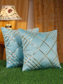 HOSTA HOMES - Soft Quilted Velvet Frilled Cushion Covers Pack Of 2