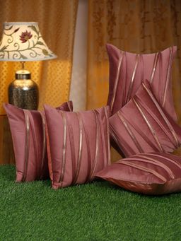 HOSTA HOMES - Soft Fur Solid Pattern Cushion Covers Pack Of 5