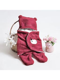 BRANDONN - New Born Baby Multipurpose Wearable Blankets-Maroon