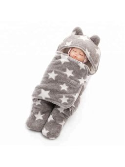 BRANDONN - Star Printed Multipurpose Wearable Baby Blankets-Grey