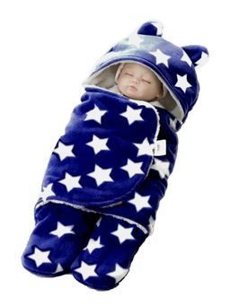 BRANDONN - Star Printed Multipurpose Wearable Baby Blankets-Navy Blue