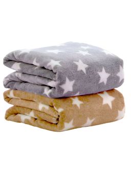 BRANDONN - New Born Baby Star Printed Multipurpose Blankets-Multi-Color (Pack of 2)