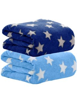 BRANDONN - New Born Baby Star Printed Multipurpose Blankets-Multi-Color (Pack of 2)