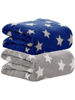 BRANDONN - New Born Baby Star Printed Multipurpose Blankets-Multi-Color (Pack of 2)