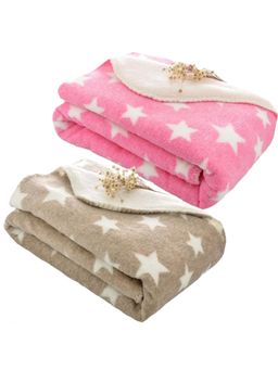 BRANDONN - New Born Baby Star Printed Multipurpose Blankets-Multi-Color (Pack of 2)
