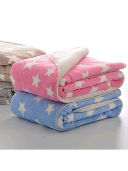 BRANDONN - New Born Baby Star Printed Multipurpose Blankets-Multi-Color (Pack of 2)