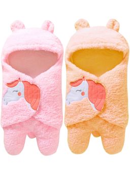BRANDONN - Hooded Multipurpose Wearable Unicorn Baby Blankets-Multi-Color (Pack of 2)