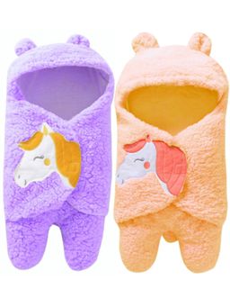 BRANDONN - Hooded Multipurpose Wearable Unicorn Baby Blankets-Multi-Color (Pack of 2)