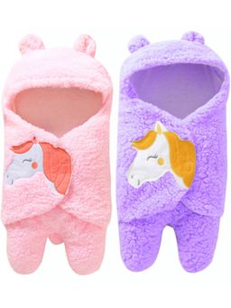 BRANDONN - Hooded Multipurpose Wearable Unicorn Baby Blankets-Multi-Color (Pack of 2)