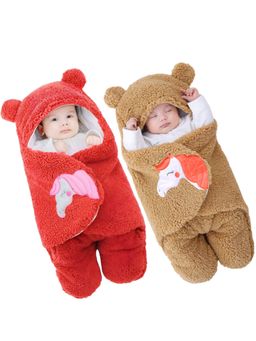 BRANDONN - Hooded Multipurpose Wearable Unicorn Baby Blankets-Multi-Color (Pack of 2)