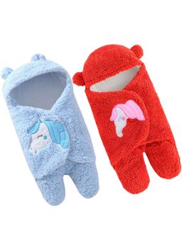 BRANDONN - Hooded Multipurpose Wearable Unicorn Baby Blankets-Multi-Color (Pack of 2)