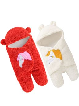 BRANDONN - Hooded Multipurpose Wearable Unicorn Baby Blankets-Multi-Color (Pack of 2)