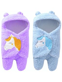 BRANDONN - Hooded Multipurpose Wearable Unicorn Baby Blankets-Multi-Color (Pack of 2)