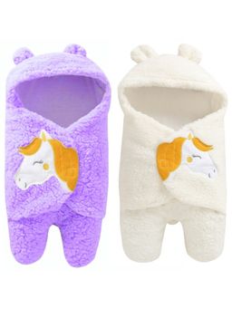 BRANDONN - Hooded Multipurpose Wearable Unicorn Baby Blankets-Multi-Color (Pack of 2)