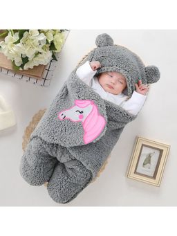 BRANDONN - New Born Baby Unicorn Multipurpose Wearable Blankets-Grey