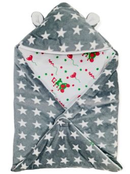 BRANDONN - New Born Multipurpose Wearable Star Printed Blankets-Grey