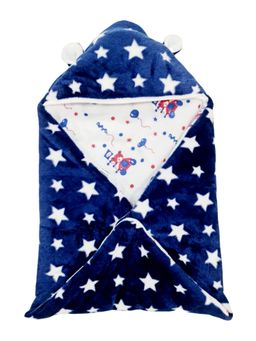 BRANDONN - New Born Multipurpose Wearable Star Printed Blankets-Navy Blue