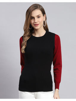 Monte Carlo - Black Solid Round Neck Sleeveless Sweater