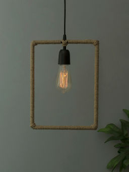 Homesake - Metal Pendant Hemp Rope Light Rectangle