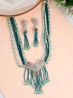 Silvermerc Designs - Silver Plated American Diamond Layered Heavy Jewellery Set