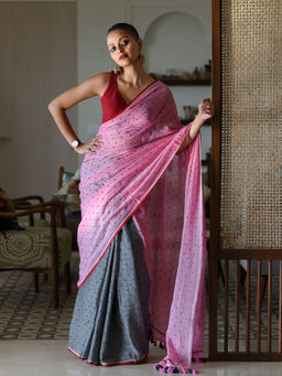 Suta - Multi-Color Pure Cotton Polka Dots Printed Saree