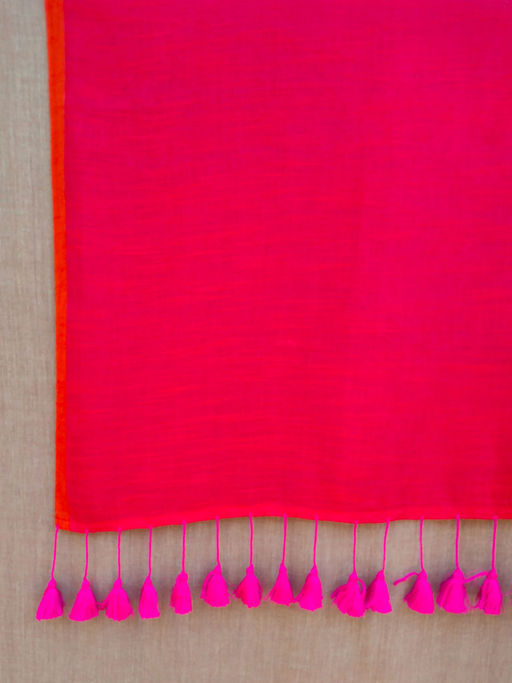Buy Suta Red Cotton Blend Solid Saree Online 8