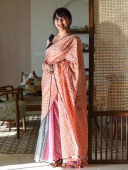 Suta - Multi-Color Pure Cotton Polka Dots Printed Saree