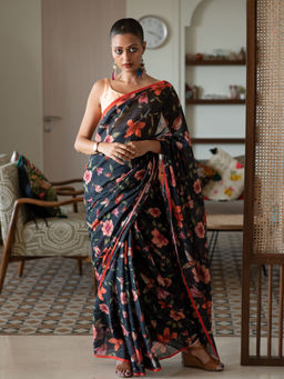 Suta - Multi-Color Pure Cotton Floral Printed Saree