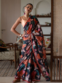 Suta - Multi-Color Pure Cotton Floral Printed Saree