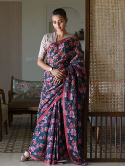 Suta - Multi-Color Pure Cotton Floral Printed Saree