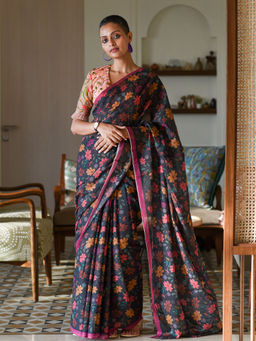 Suta - Multi-Color Pure Cotton Floral Printed Saree
