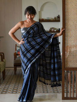 Suta - Multi-Color Cotton Blend Solid Saree