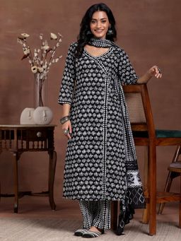 Libas - Women Black Printed Kurta with Pant and Dupatta (Set of 3)